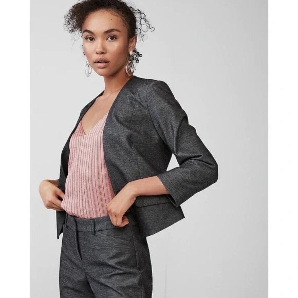 NWT Express One Button Cutaway Blazer Gray Women's Jacket Size 16